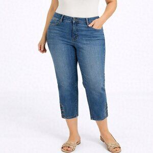 Talbots Womens Jeans Flawless 5 Pocket Crop Anchor Button Stretch Denim Size 10